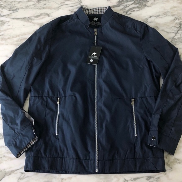 West Louis Mens Navy Blue Rain Coat 